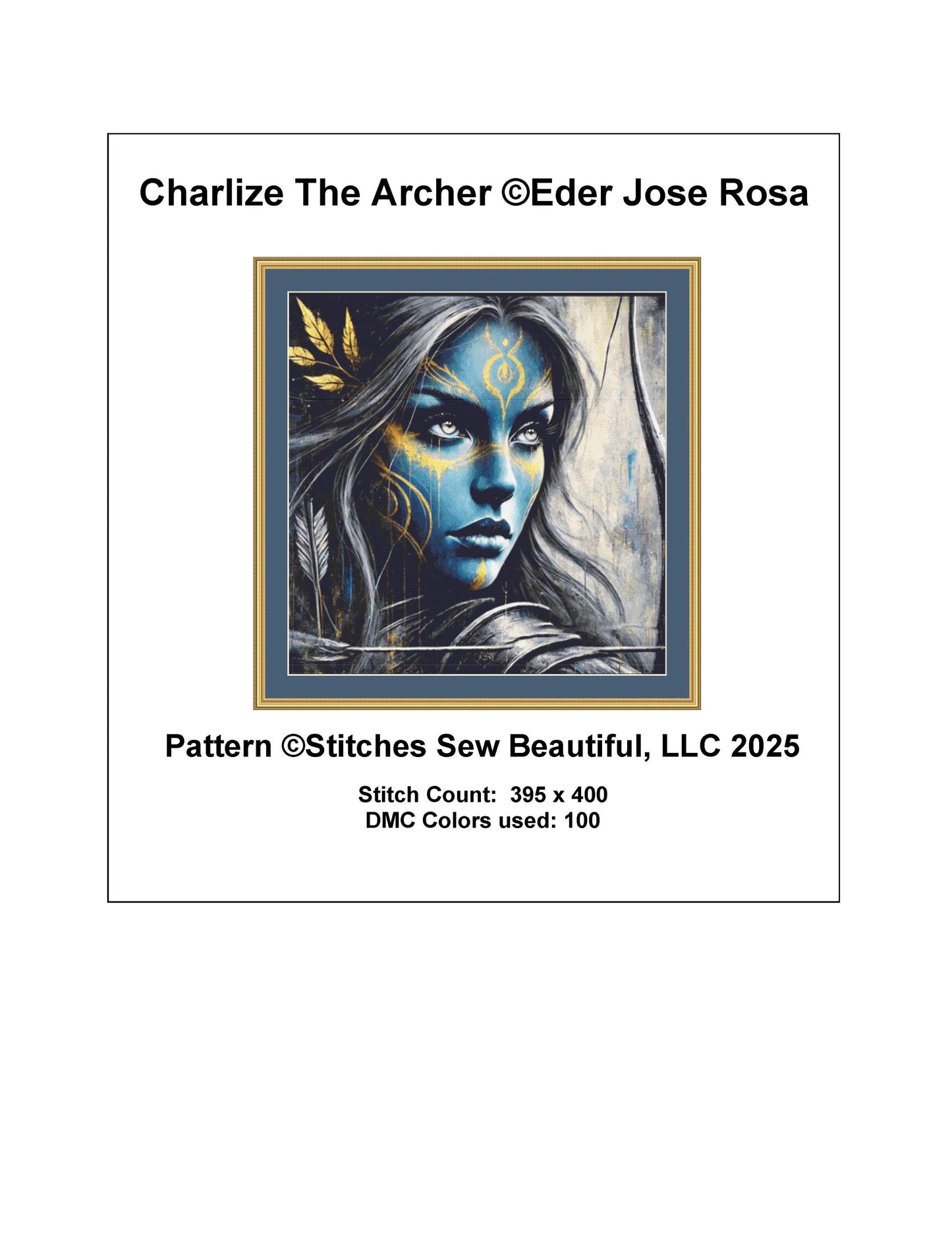Charlize The Archer counted cross stitch pattern by Eder Jose Rosa