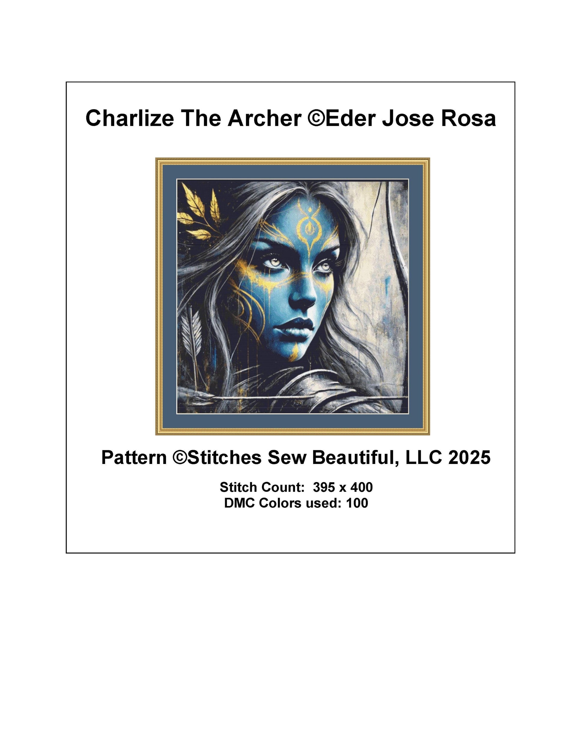 Charlize The Archer counted cross stitch pattern by Eder Jose Rosa