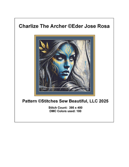 Charlize The Archer counted cross stitch pattern by Eder Jose Rosa