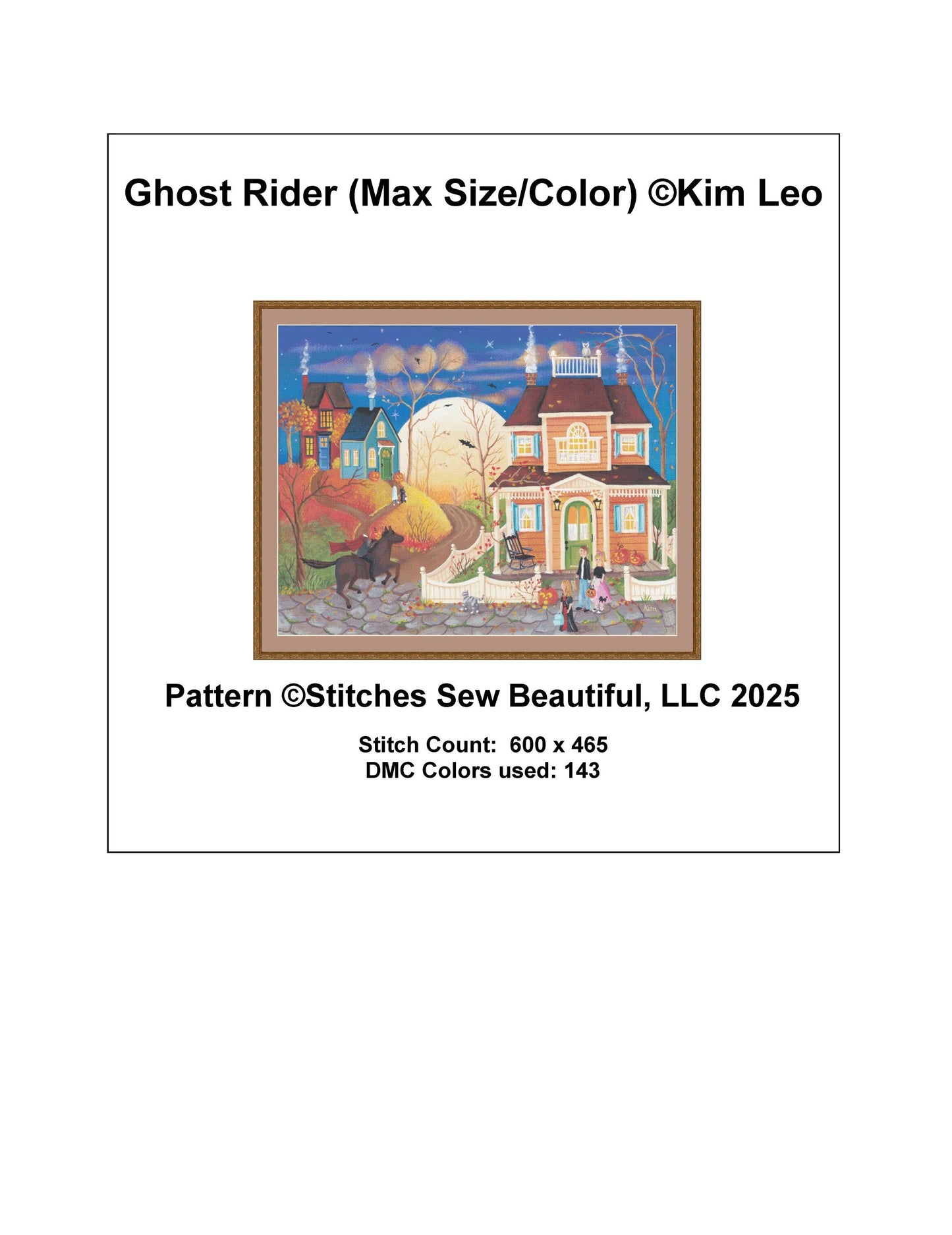 Ghost Rider (Max Size/Color) counted cross stitch pattern by Kim Leo licensed by JMS Art Licensing