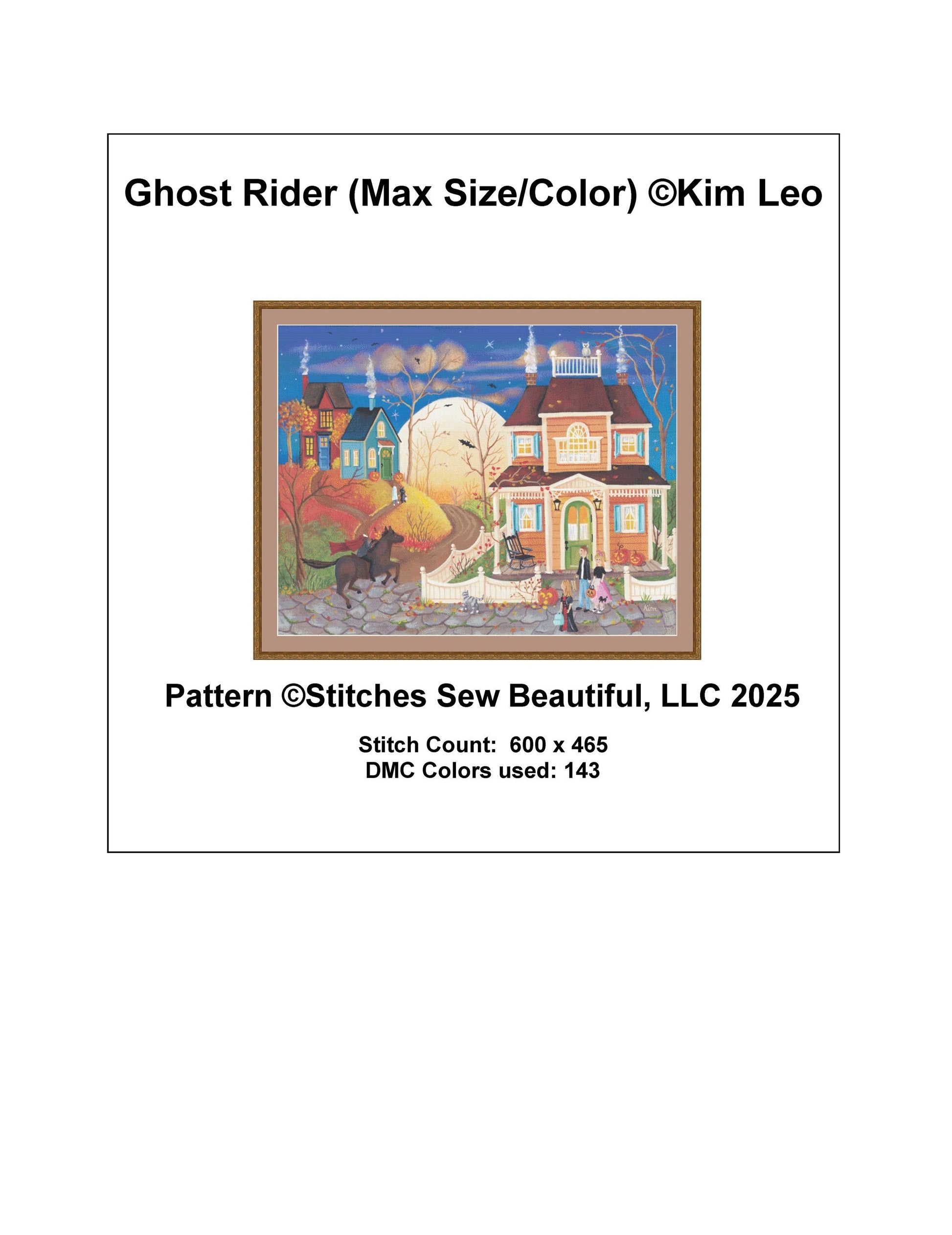 Ghost Rider (Max Size/Color) counted cross stitch pattern by Kim Leo licensed by JMS Art Licensing