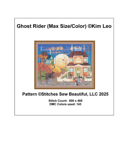 Ghost Rider (Max Size/Color) counted cross stitch pattern by Kim Leo licensed by JMS Art Licensing