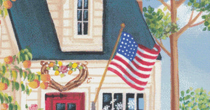 Summertime Cottage (Max Size/Color) counted cross stitch pattern by Kim Leo licensed by JMS Art Licensing