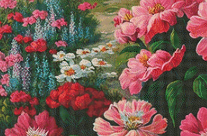 Mountain Meadow counted cross stitch pattern by Peaceful Art Colors