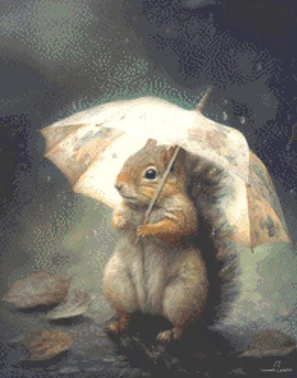 Chippy in the Rain (Small) counted cross stitch pattern by Tammy L. Gross