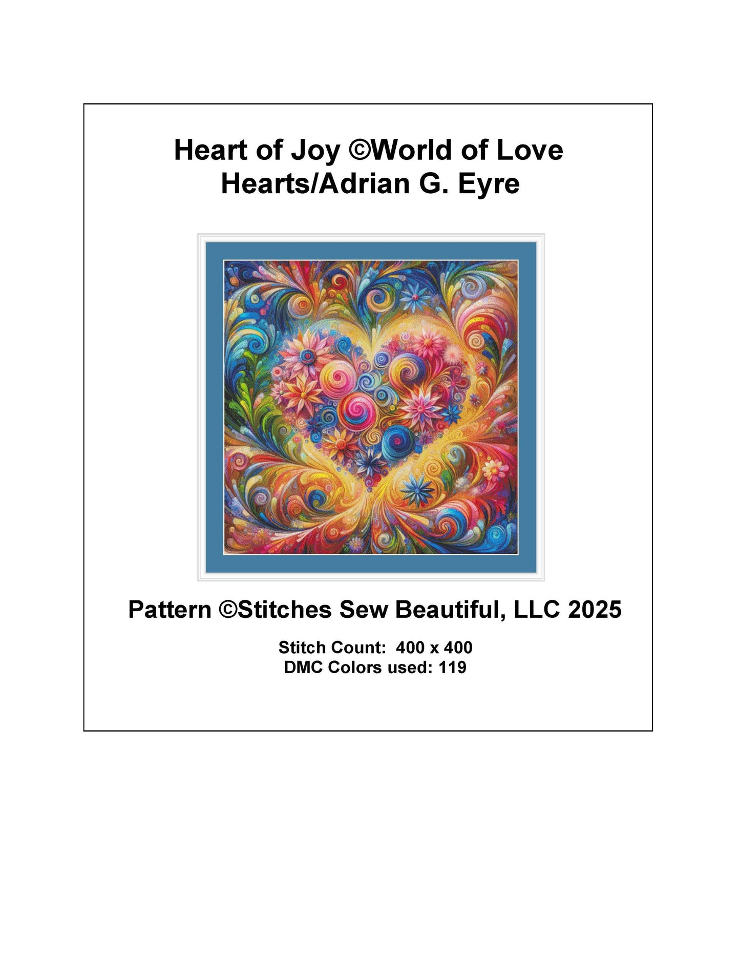 Heart of Joy counted cross stitch pattern by World of Love Hearts/Adrian G. Eyre