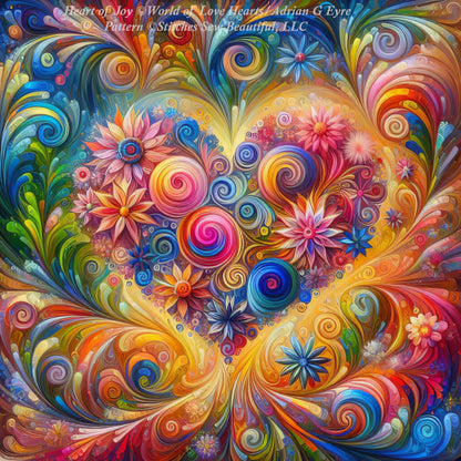 Heart of Joy counted cross stitch pattern by World of Love Hearts/Adrian G. Eyre