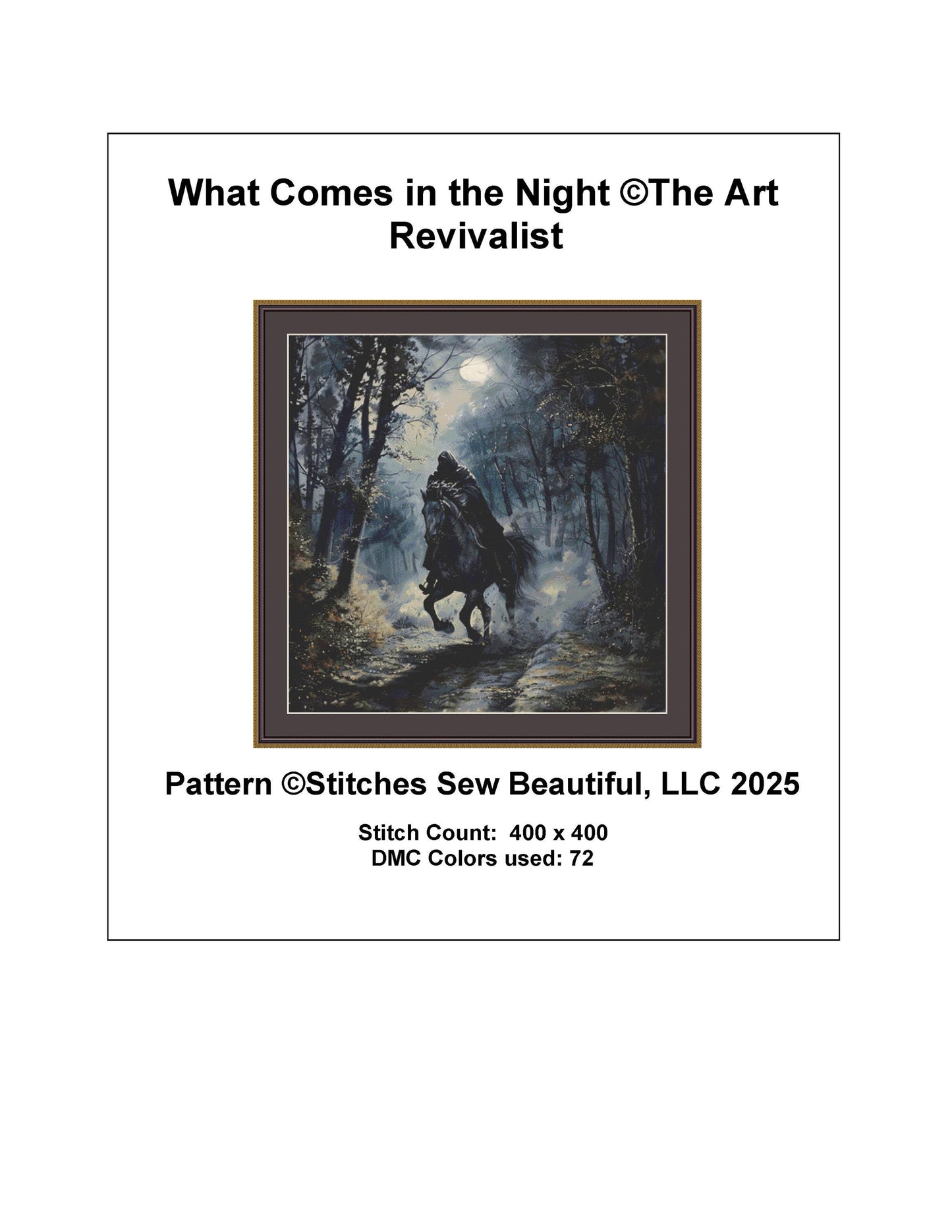 What Comes in the Night counted cross stitch pattern by The Art Revivalist