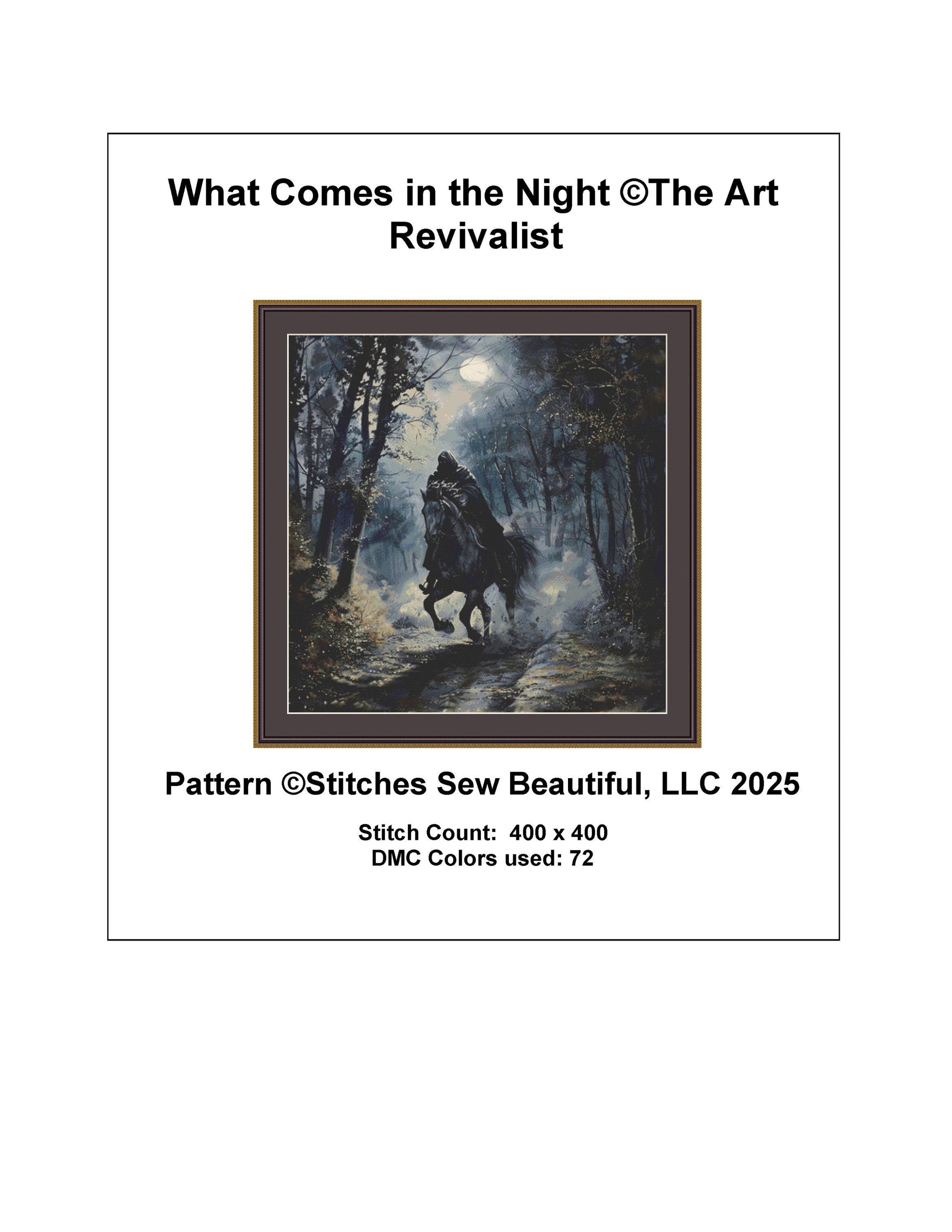 What Comes in the Night counted cross stitch pattern by The Art Revivalist