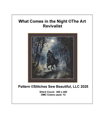 What Comes in the Night counted cross stitch pattern by The Art Revivalist
