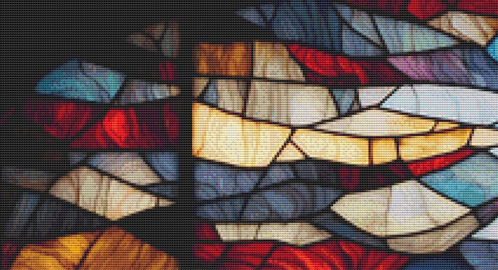 Stained Glass Lighthouse (Max Color) counted cross stitch pattern ©Adobe Ext. License