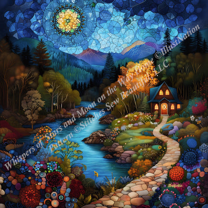 Whispers of the Stars and Moon on the Way Home counted cross stitch pattern by IllustNation