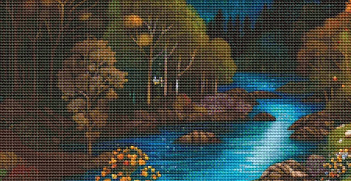 Whispers of the Stars and Moon on the Way Home counted cross stitch pattern by IllustNation