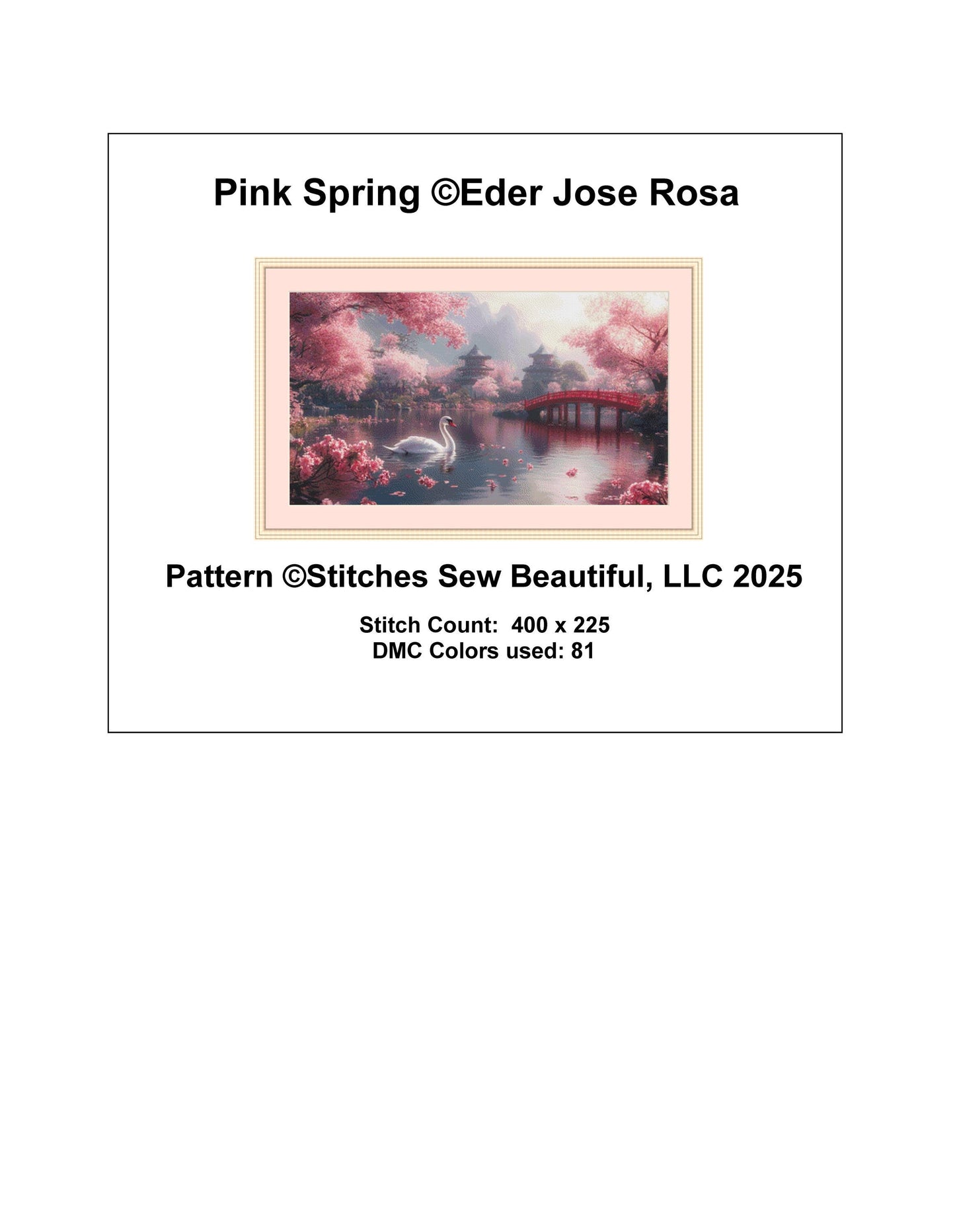 Pink Spring counted cross stitch pattern by Eder Jose Rosa