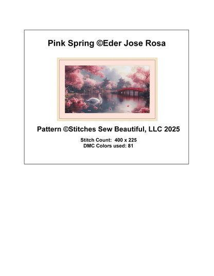 Pink Spring counted cross stitch pattern by Eder Jose Rosa