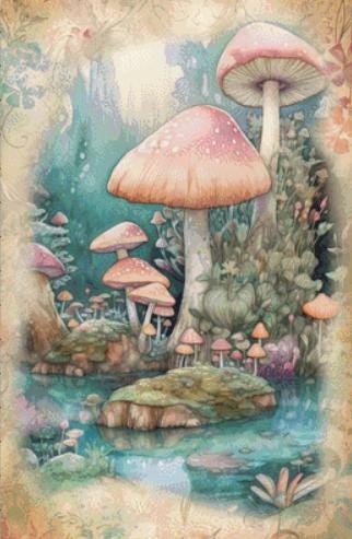 Spring Mushrooms counted cross stitch pattern by LianaScrap