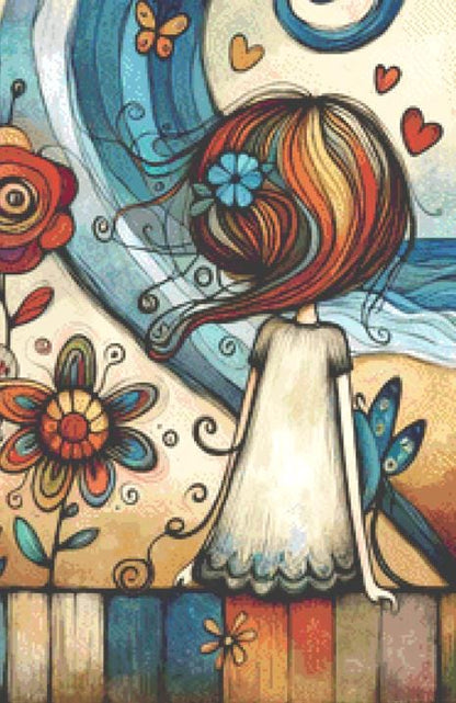 Whispering Secrets to the Ocean counted cross stitch pattern ©World of Love Hearts/Adrian G. Eyre
