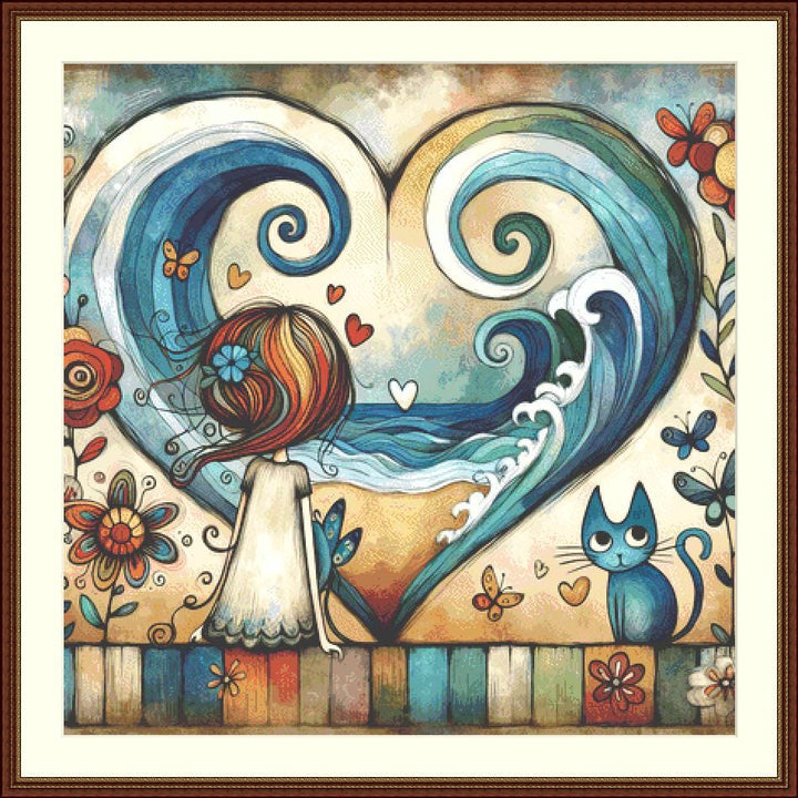 Whispering Secrets to the Ocean counted cross stitch pattern ©World of Love Hearts/Adrian G. Eyre