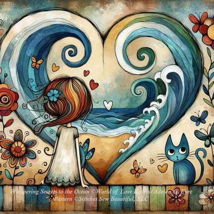 Whispering Secrets to the Ocean counted cross stitch pattern ©World of Love Hearts/Adrian G. Eyre