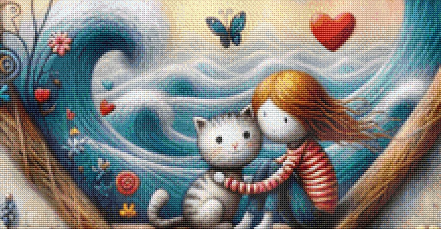 Cradled by Waves Filled with Love and Wonder counted cross stitch pattern by World of Love Hearts/Adrian G. Eyre