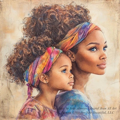 Side by Side Always counted cross stitch pattern by Ingrid Jean AI Art