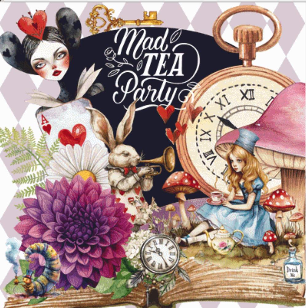 Mad Tea Party counted cross stitch pattern by Stitches Sew Beautiful, LLC