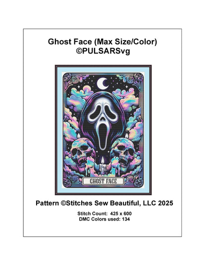 Ghost Face (Max Size/Color) counted cross stitch pattern by PULSARSvg
