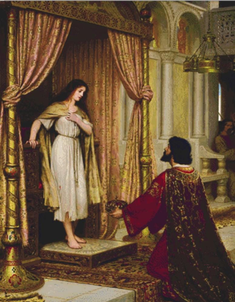 The King and The Beggar Maid counted cross stitch pattern by Edmund Blair Leighton 1898