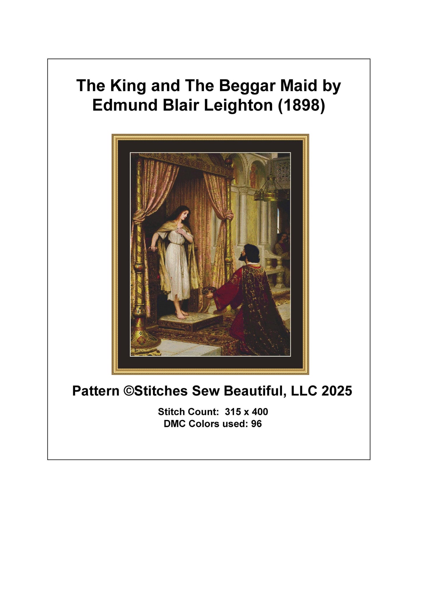 The King and The Beggar Maid counted cross stitch pattern by Edmund Blair Leighton 1898