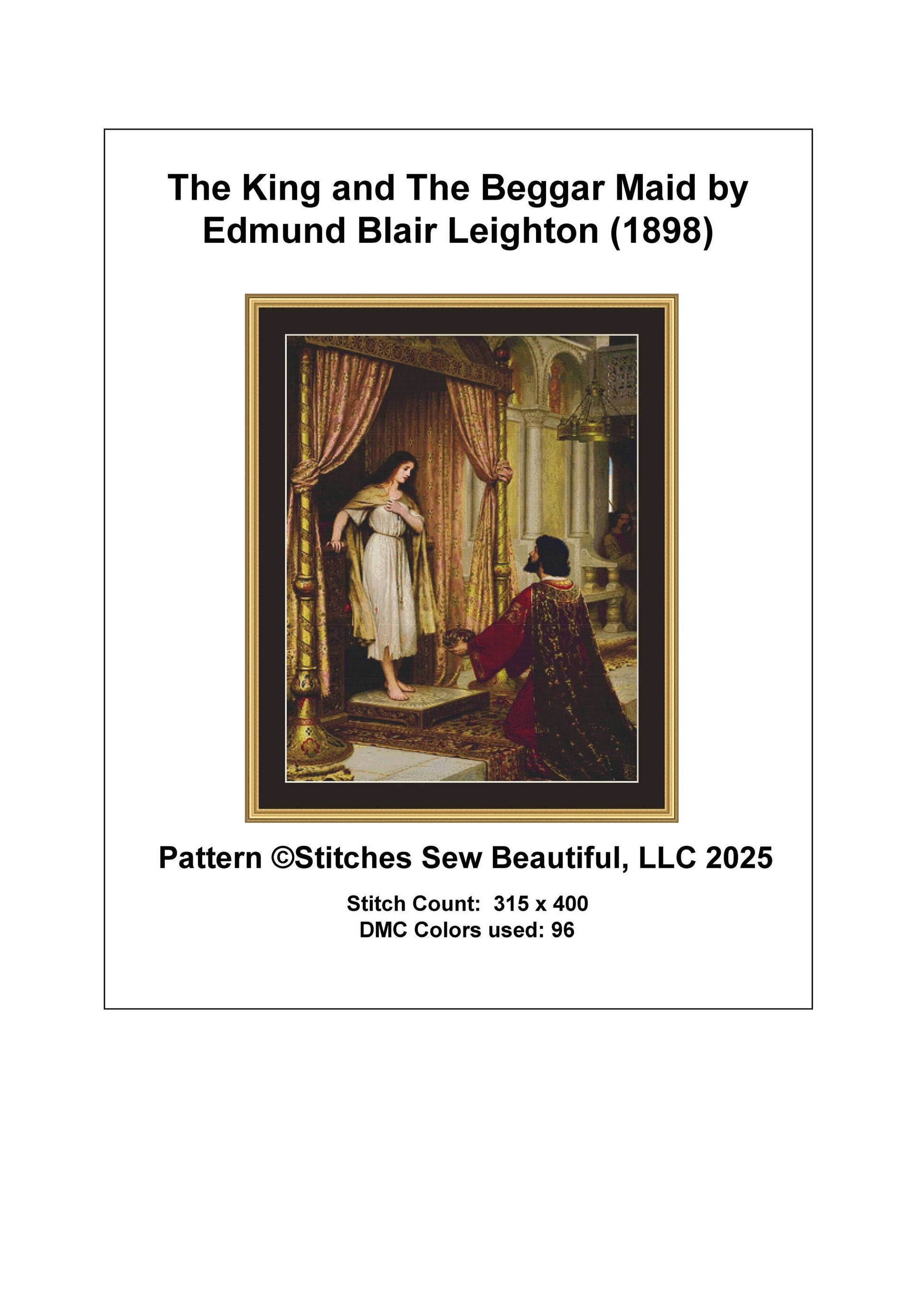 The King and The Beggar Maid counted cross stitch pattern by Edmund Blair Leighton 1898