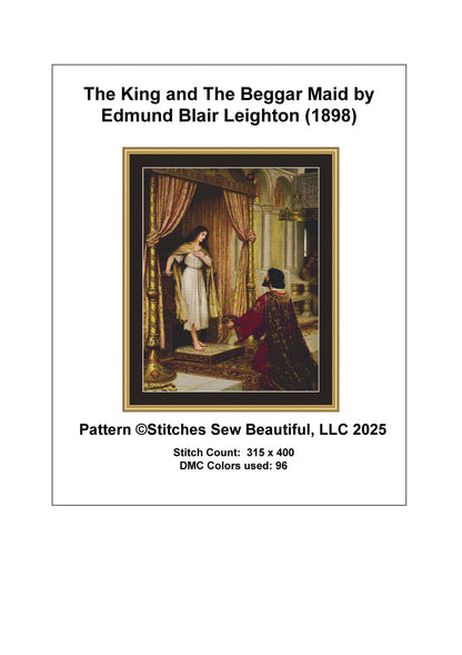 The King and The Beggar Maid counted cross stitch pattern by Edmund Blair Leighton 1898