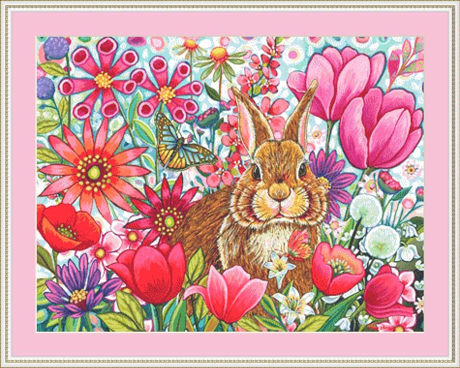 Tiptoes Through The Tulips counted cross stitch pattern by Peggy Davis/Porterfields Fine Art Licensing
