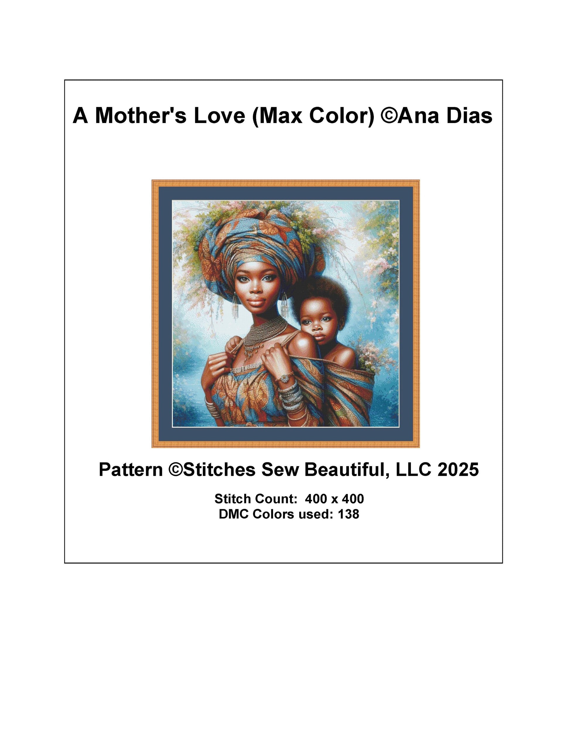 A Mother's Love (Max Color) counted cross stitch pattern by Ana Dias