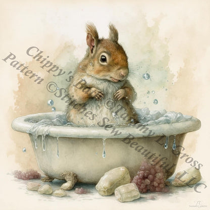 Chippy's Bath counted cross stitch pattern by Tammy L. Gross