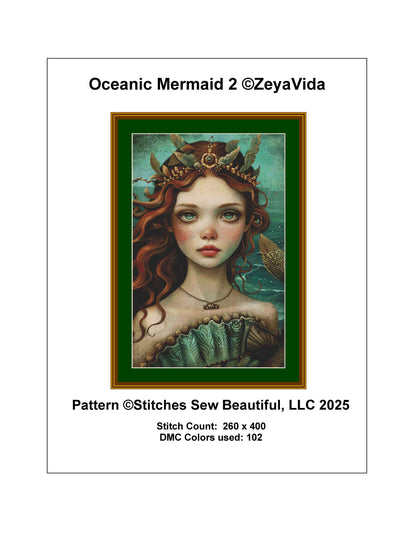 Oceanic Mermaid 2 counted cross stitch pattern by ZeyaVida