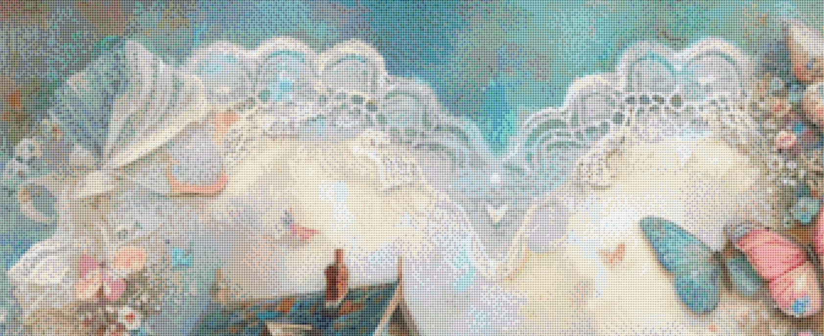 Cottage from a Dream of Lace and Ocean Mist counted cross stitch pattern by World of Love Hearts/Adrian G. Eyre