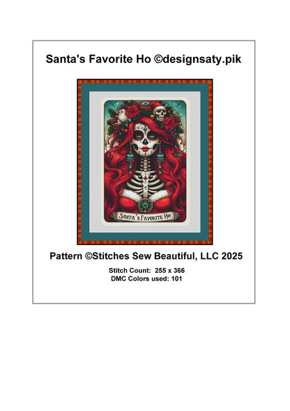Santa's Favorite Ho counted cross stitch pattern by Designsaty.pik