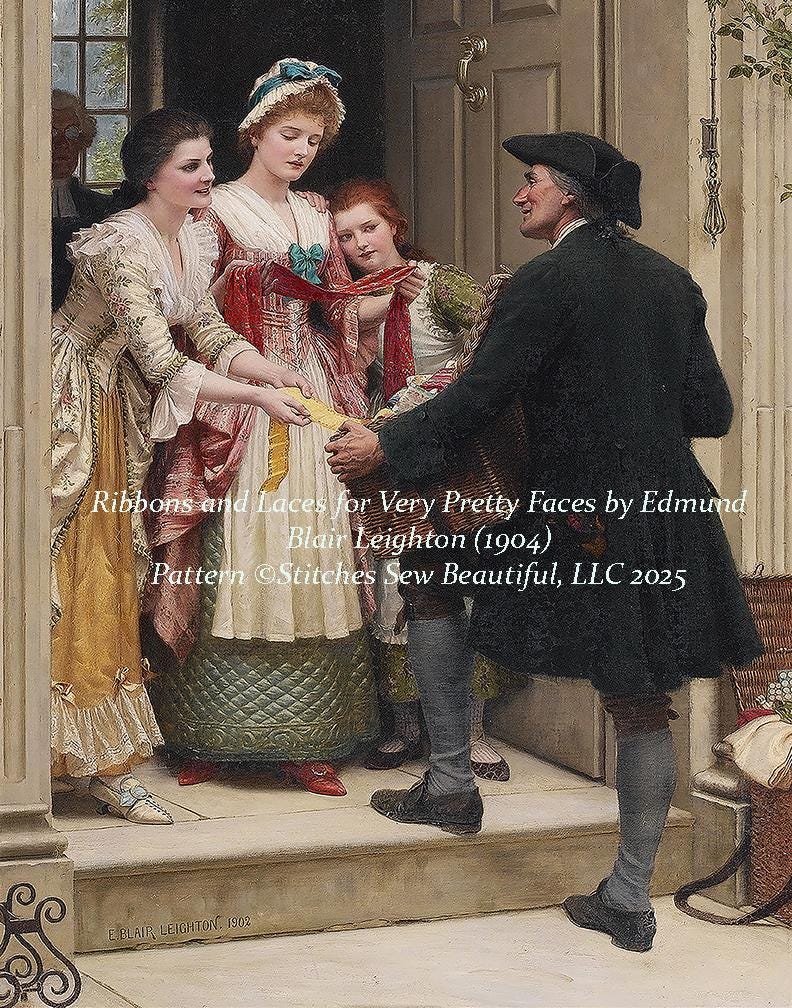 Ribbons and Laces for Very Pretty Faces counted cross stitch pattern by Edmund Blair Leighton 1904