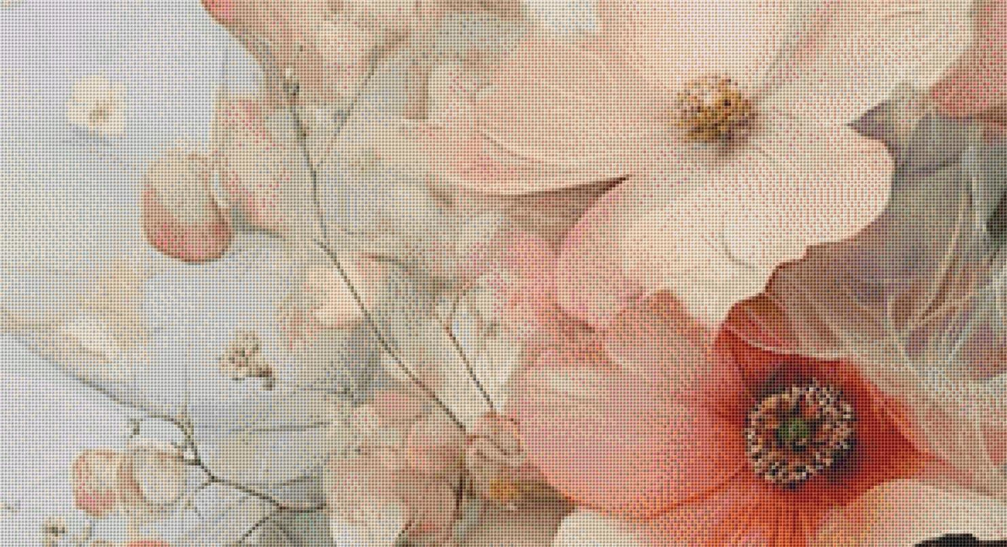 The Veil of Flowers counted cross stitch pattern by Ingrid Jean AI Art