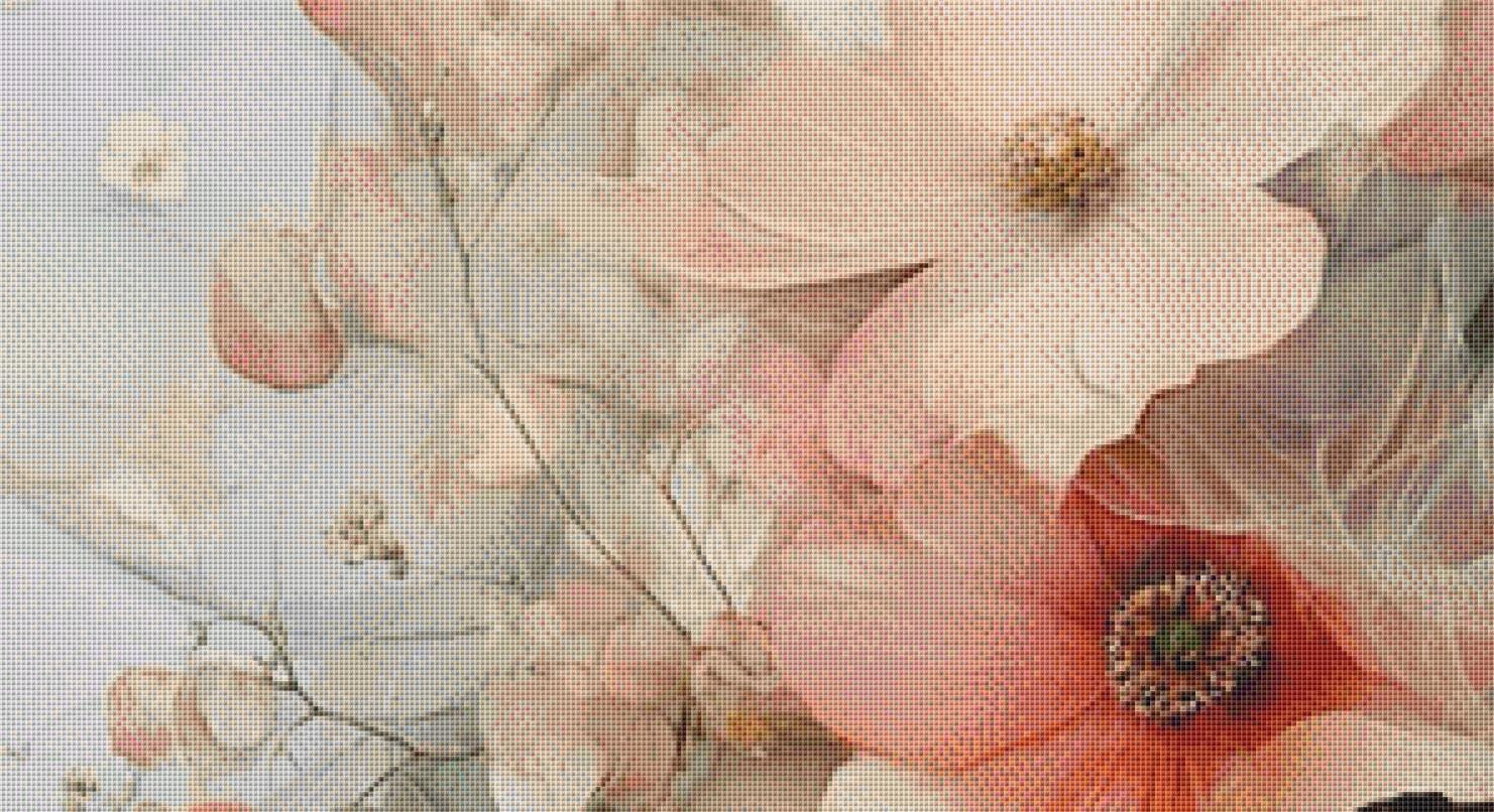 The Veil of Flowers counted cross stitch pattern by Ingrid Jean AI Art