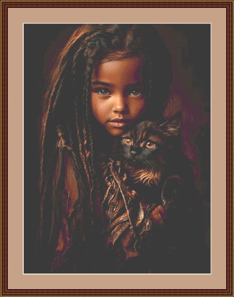 Love Me....Love My Cat counted cross stitch pattern by Ingrid Jean AI Art