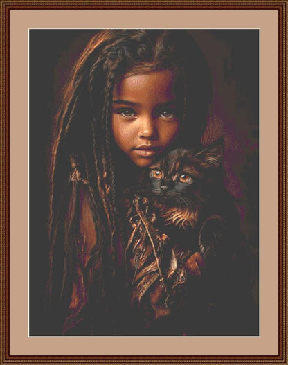 Love Me....Love My Cat counted cross stitch pattern by Ingrid Jean AI Art