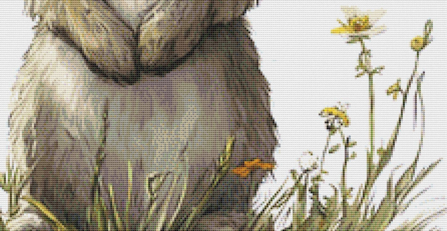 Petals and Paws counted cross stitch pattern by The Art Revivalist
