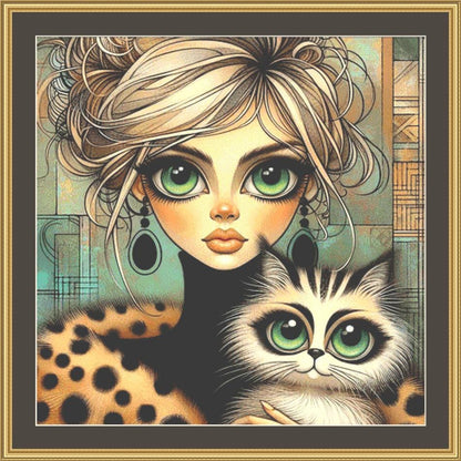 Home is Where The Cat Is counted cross stitch pattern by Ingrid Jean AI Art