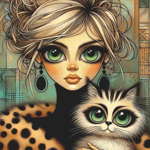 Home is Where The Cat Is counted cross stitch pattern by Ingrid Jean AI Art