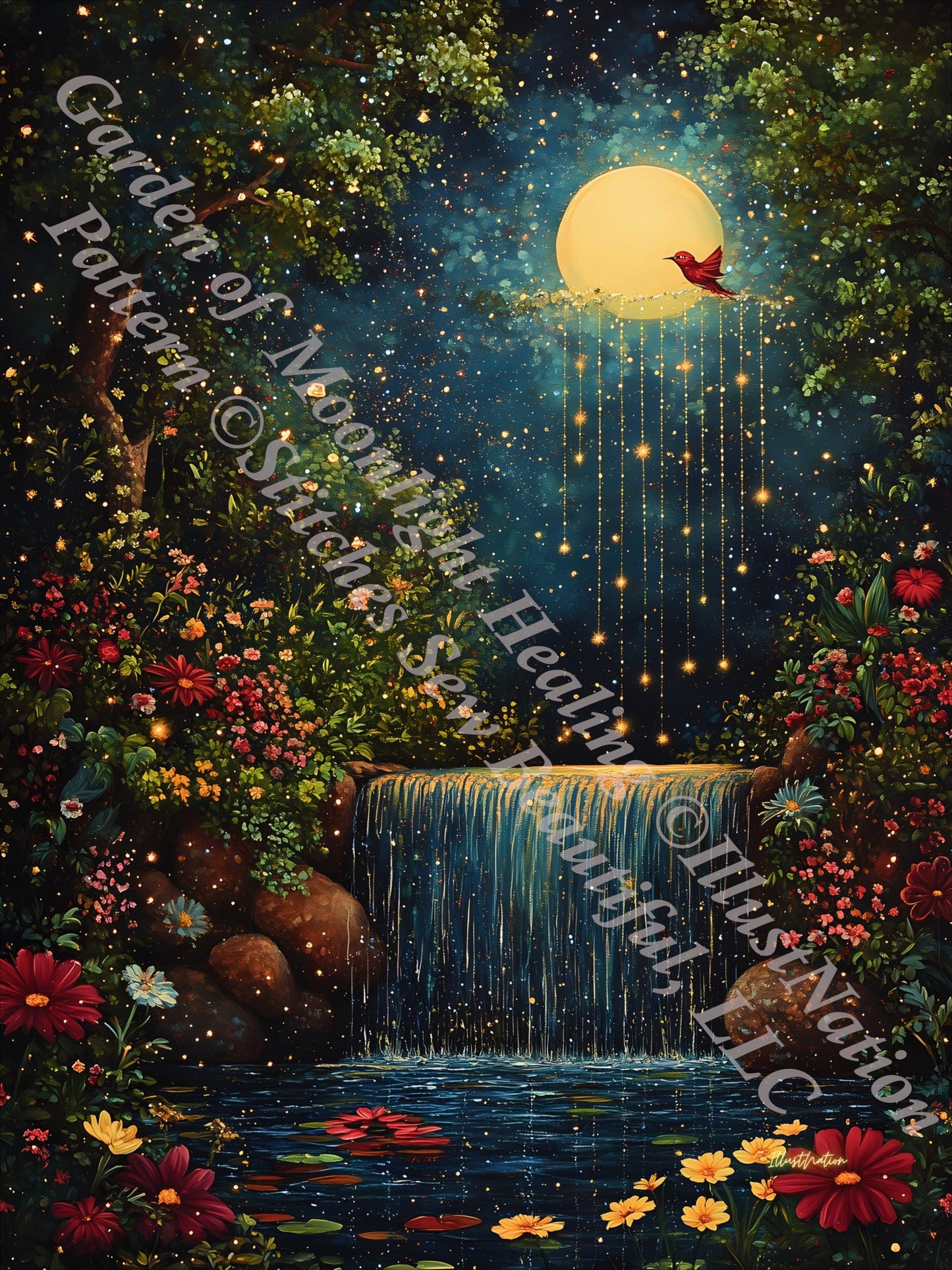 Garden of Moonlight Healing counted cross stitch pattern by IllustNation