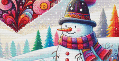 Whimsical Winter Wonderland Snowman counted cross stitch pattern by World of Love Hearts/Adrian G. Eyre
