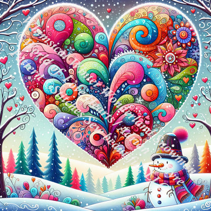 Whimsical Winter Wonderland Snowman counted cross stitch pattern by World of Love Hearts/Adrian G. Eyre