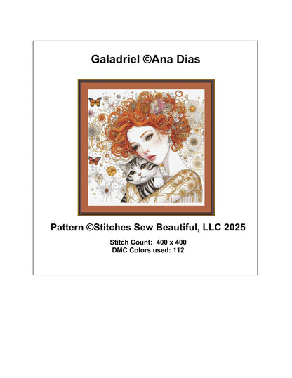 Galadriel counted cross stitch pattern by Ana Dias