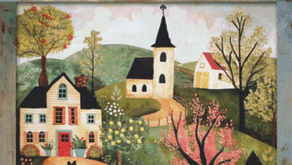 Folk Art Chickens counted cross stitch pattern by Ivy Cottage Home